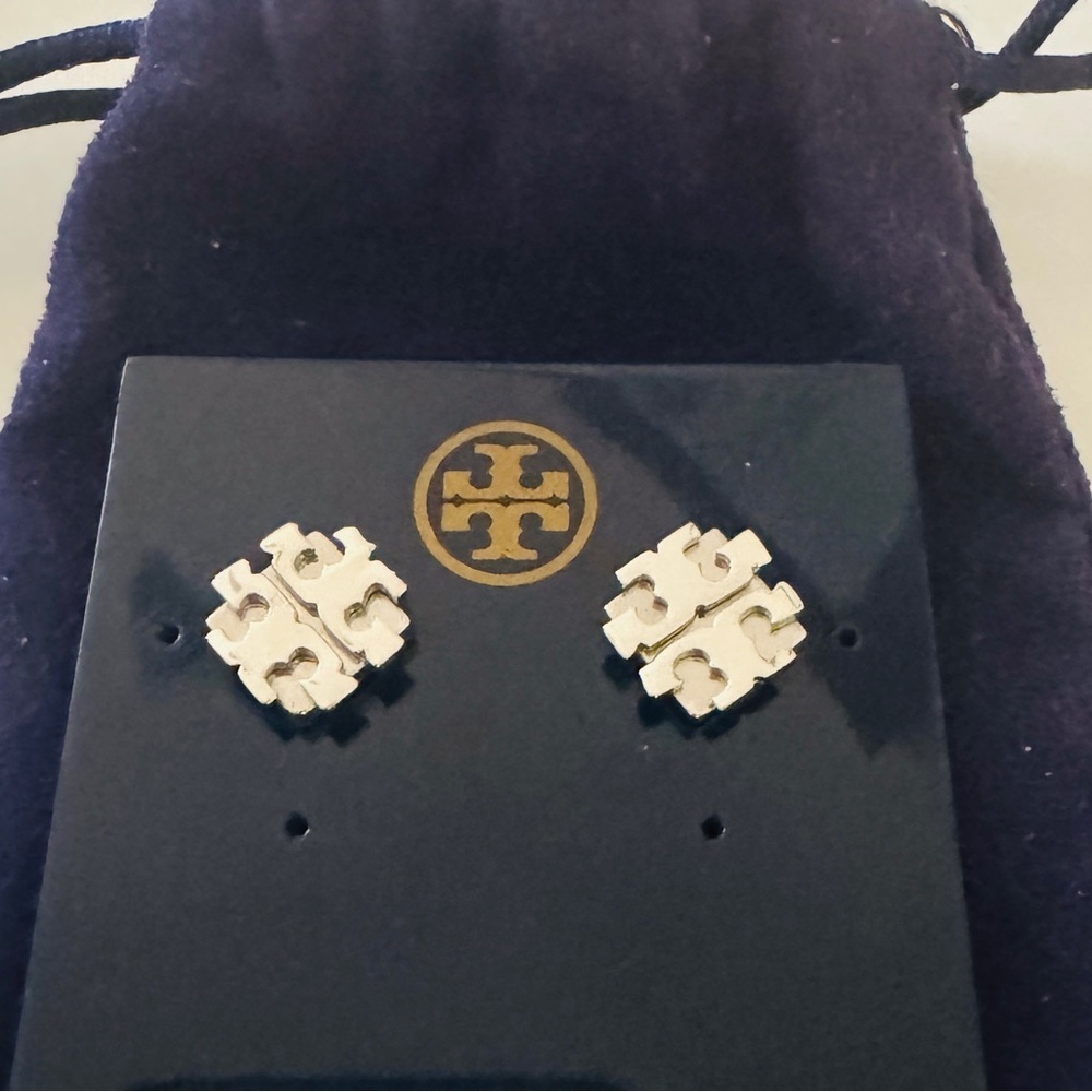 Tory Birch Elegant Silver Stud Earrings **NEW***